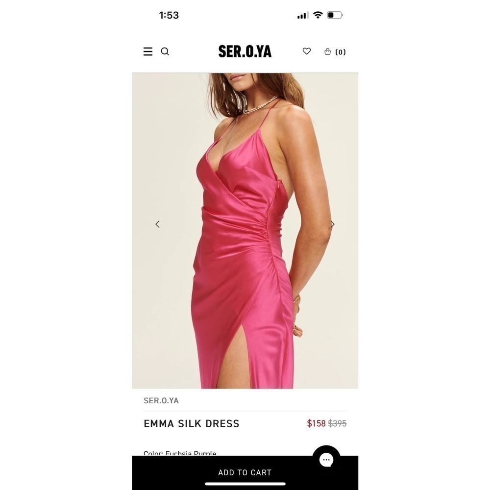 NWT SER.O.YA Silk Dress Women’s Size XL Hot Pink Emma Thigh Slit